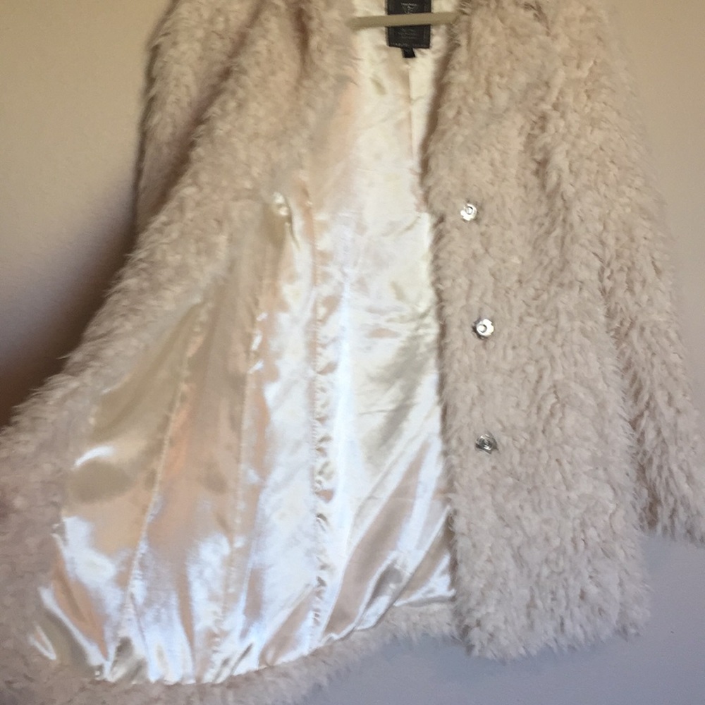Guess Long sleeve Shag Faux-Fur Coat - Ivory - Picture 2 of 6